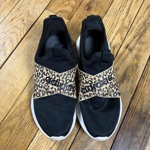 Adidas Womens Slip On Sneakers Leopard Print Black White Athletic Shoes Size 8